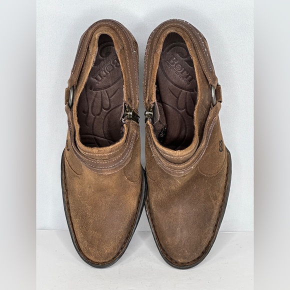 Born Shelby Harness Ankle Bootie Round Toe Brown Leather Western Sz 10 - Picture 8 of 10